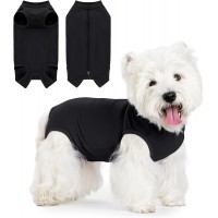 KUDSOW Dog Surgery Suit Recovery Suit for Dogs After Surgery Female, Dog Onesie Neuter Puppy Spay Shirts, Post-Op Bodysuit Pajamas Anti Licking Abdominal Wounds Cone Alternative KU-C01-Black-S-M-L-XL