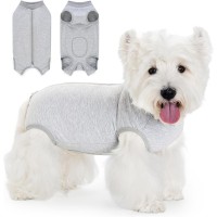 KUDSOW Dog Surgery Suit Recovery Suit for Dogs After Surgery Female, Dog Onesie Neuter Puppy Spay Shirts, Post-Op Bodysuit Pajamas Anti Licking Abdominal Wounds Cone Alternative KU-C01-Grey-S-M-L-XL