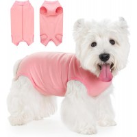 KUDSOW Dog Surgery Suit Recovery Suit for Dogs After Surgery Female, Dog Onesie Neuter Puppy Spay Shirts, Post-Op Bodysuit Pajamas Anti Licking Abdominal Wounds Cone Alternative KU-C01-Pink-S-M-L-XL
