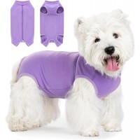 KUDSOW Dog Surgery Suit Recovery Suit for Dogs After Surgery Female, Dog Onesie Neuter Puppy Spay Shirts, Post-Op Bodysuit Pajamas Anti Licking Abdominal Wounds Cone Alternative KU-C01-Purple-S-M-L-XL
