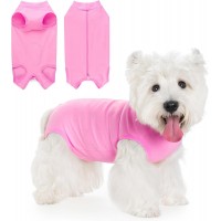 KUDSOW Dog Surgery Suit Recovery Suit for Dogs After Surgery Female, Dog Onesie Neuter Puppy Spay Shirts, Post-Op Bodysuit Pajamas Anti Licking Abdominal Wounds Cone Alternative KU-C01-Rose-S-M-L-XL