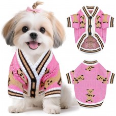 KUSDOW Dog Sweaters Cute Bear Knitted Dog Cardigans Clothes for Small Medium Dogs Soft Pet Puppy Cat Knitting Outfits Fall Winter Warm Boy Girl Dogs Knitwear Coat Apparel KU-C05-Pink-XS-S-M-L-XL KUSDOW Dog Sweaters Cute Bear Knitted Dog Cardigans Clothes for Small Medium Dogs Soft Pet Puppy Cat Knitting Outfits Fall Winter Warm Boy Girl Dogs Knitwear Coat Apparel KU-C05-Pink-XS-S-M-L-XL