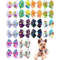 KUDSOW 20 Pack Easter Dog Hair Bows with Alligator Clips for Small Medium Dogs Colorful Bowknot Hair Clips Cat Puppy Yorkshire Grooming Hair Accessories Bunny Eggs for Party Costumes KU-HB5-Easter