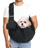 Kudsow Pet Carrier Sling for Small Dogs and Cats, Dog Carrier Sling with Adjustable Thick Padded Shoulder Strap and Pocket KU-PB3-Black
