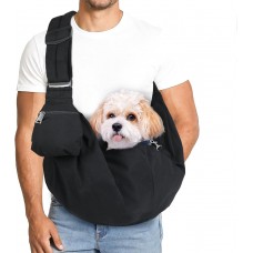 Kudsow Pet Carrier Sling for Small Dogs and Cats, Dog Carrier Sling with Adjustable Thick Padded Shoulder Strap and Pocket KU-PB3-Black