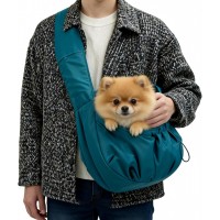 Kudsow Dog Carrier Sling, Puppy Carrying Backpack Pet Purse with Storage Pockets, Multiple Safety Features Dogs and Cats Harness, Adjustable Shoulder Strap KU-PB4-Blue