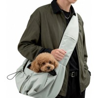Kudsow Dog Carrier Sling, Puppy Carrying Backpack Pet Purse with Storage Pockets, Multiple Safety Features Dogs and Cats Harness, Adjustable Shoulder Strap KU-PB4-Grey