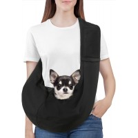 Kudsow Small Dog Sling Carrier, Reversible Hands Free Dog Sling Carriers for Small Dogs and Cats, Puppy Slings Carrier with Safety Harness KU-PB5-Black